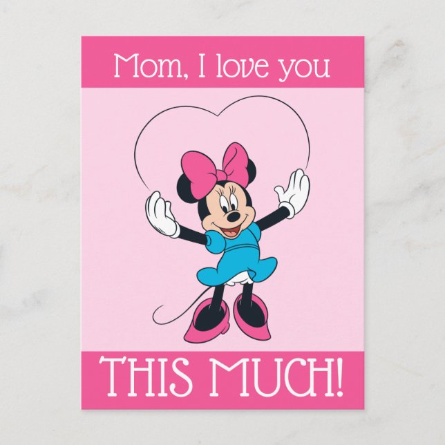 Minnie Mouse - Mom, I Love You This Much! Postcard (Front)