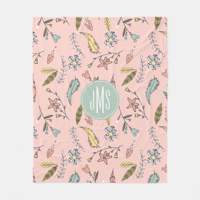 Minnie Mouse | Monogram Adventures Await Pattern Fleece Blanket (Front)