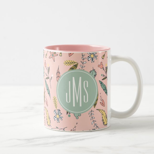 Minnie Mouse | Monogram Adventures Await Pattern Two-Tone Coffee Mug (Right)