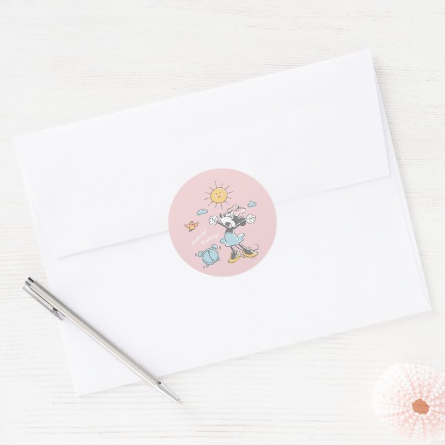 Minnie Mouse | Morning Wake Up Classic Round Sticker (Envelope)