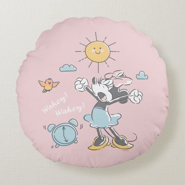 Minnie Mouse | Morning Wake Up Round Pillow (Front)