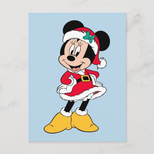 Minnie Mouse  Mrs Claus Outfit Holiday Postcard