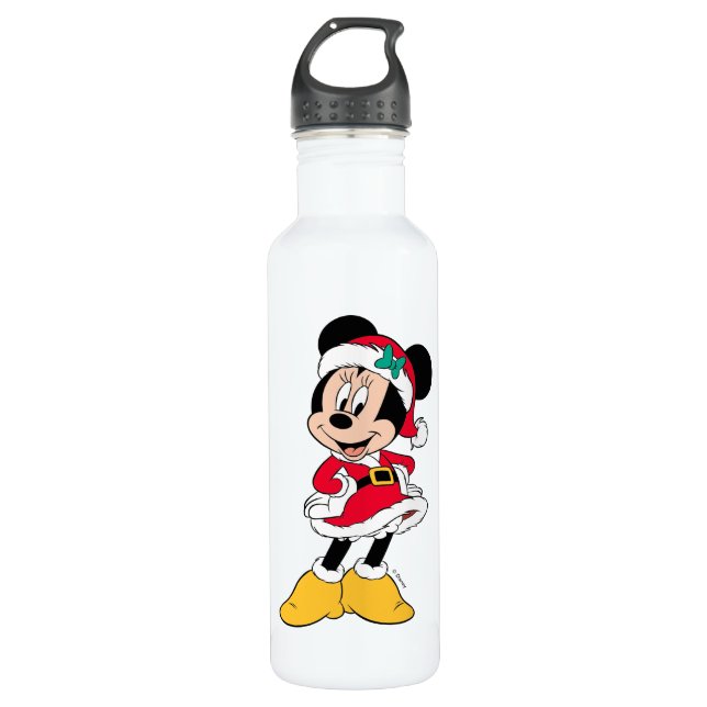 Minnie Mouse | Mrs. Claus Outfit Stainless Steel Water Bottle (Front)