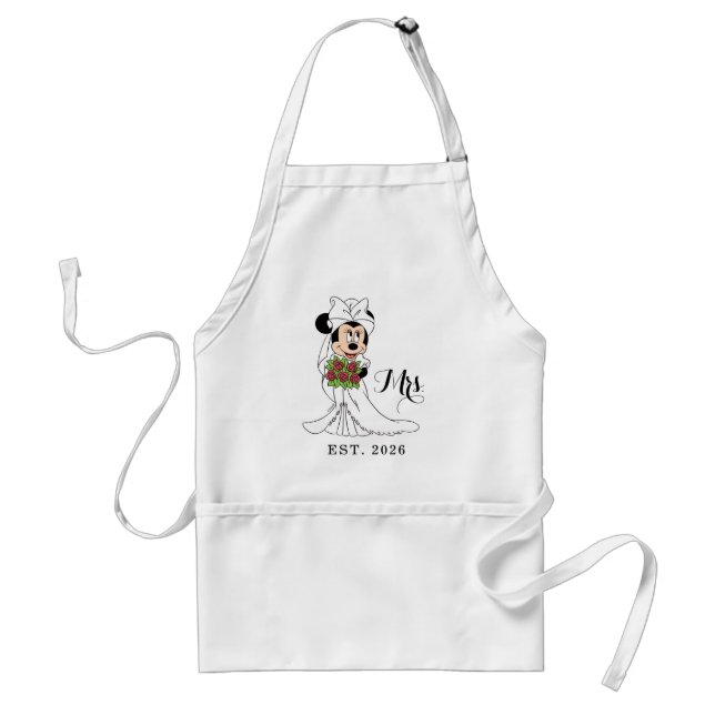Minnie Mouse | Mrs. New Bride Wedding Adult Apron (Front)