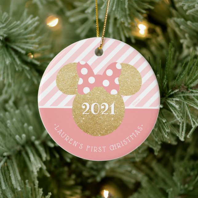 Minnie Mouse | My First Christmas - Pink Ceramic Ornament (Tree)