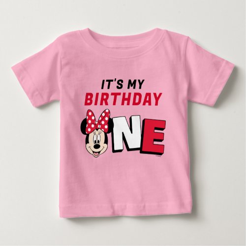 Minnie Mouse  ONE First Birthday Baby T_Shirt