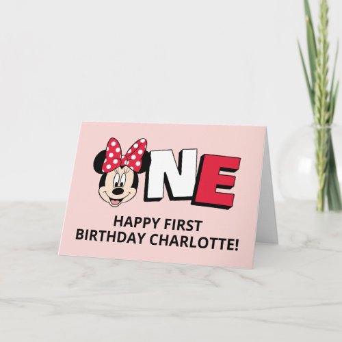 Minnie Mouse ONE First Birthday Card