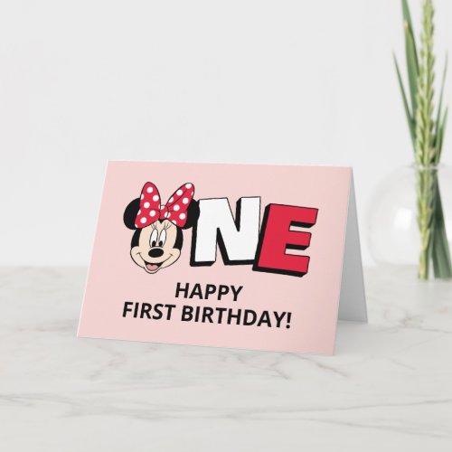 Minnie Mouse ONE First Birthday Card