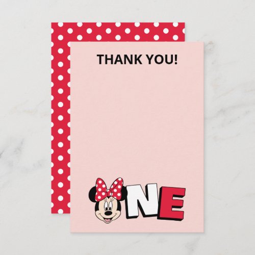 Minnie Mouse ONE First Birthday Thank You Card