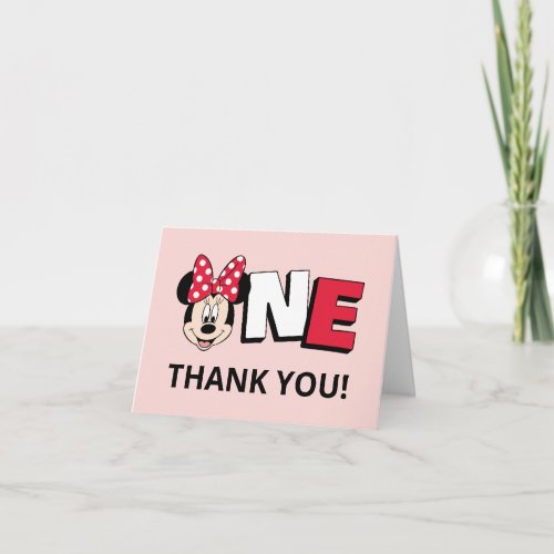 Minnie Mouse ONE First Birthday Thank You Card