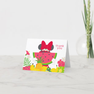 Minnie Mouse One in a Melon 1st Birthday Letterpress Thank You Card
