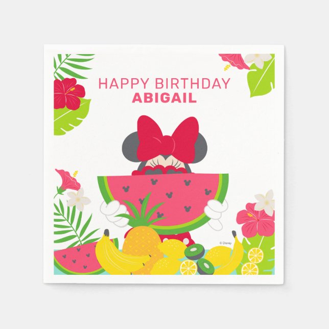Minnie Mouse | One in a Melon 1st Birthday Napkins (Front)