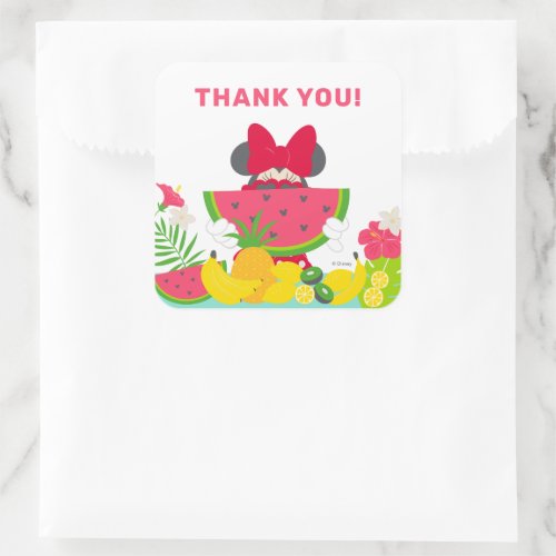 Minnie Mouse  One in a Melon Birthday Thank You Square Sticker