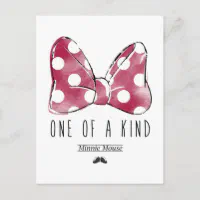 Trendy Minnie, Red Polka Dot Bow Postcard, Zazzle