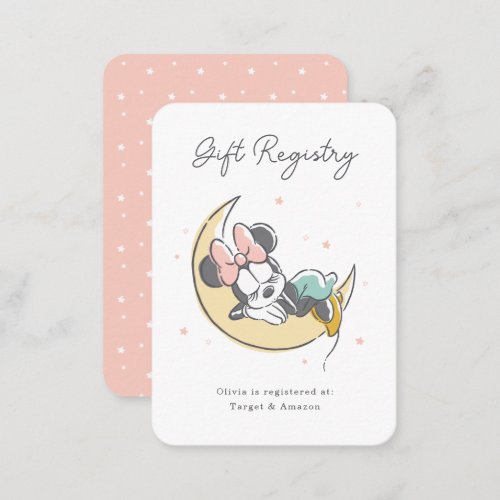 Minnie Mouse Over the Moon  Baby Gift Registry Place Card
