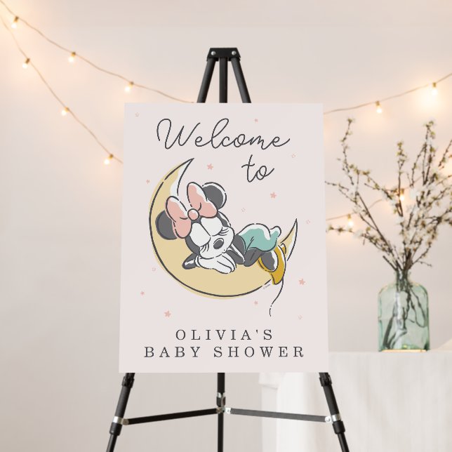 Minnie Mouse | Over the Moon Baby Shower Welcome Foam Board (In Situ (Stand))