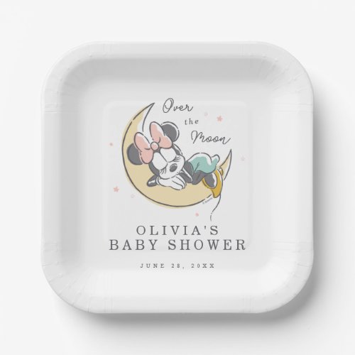 Minnie Mouse  Over the Moon _ Boy Baby Shower Paper Plates