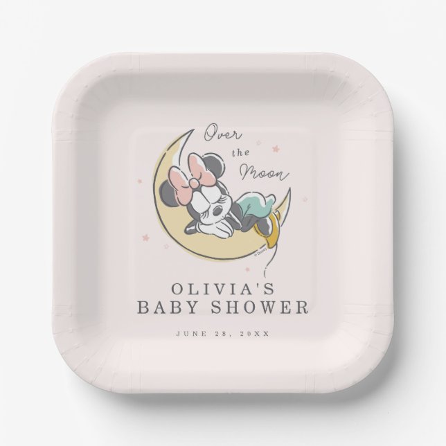 Minnie Mouse | Over the Moon - Boy Baby Shower Paper Plates (Front)