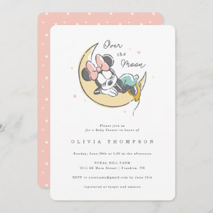 Minnie Mouse   Over the Moon - Girl Baby Shower Invitation