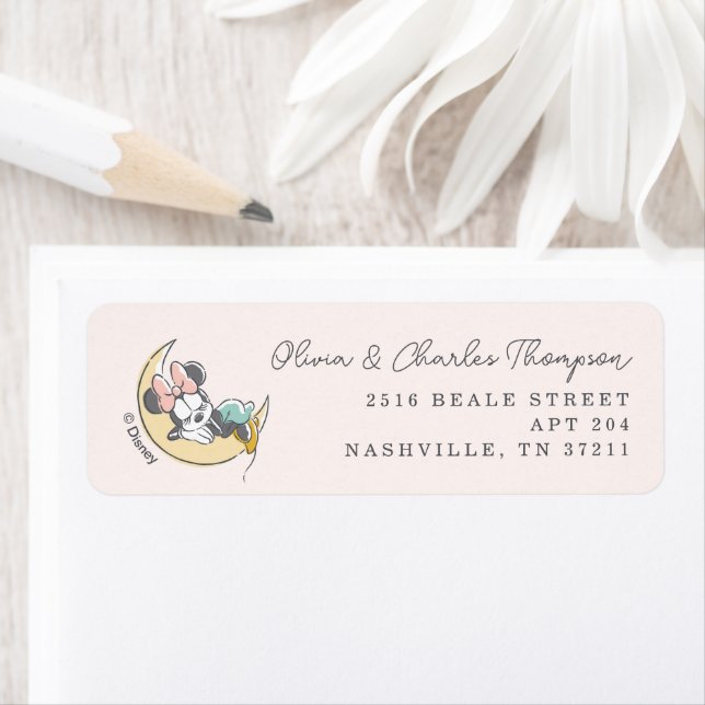 Minnie Mouse | Over the Moon - Girl Baby Shower Label (Insitu)