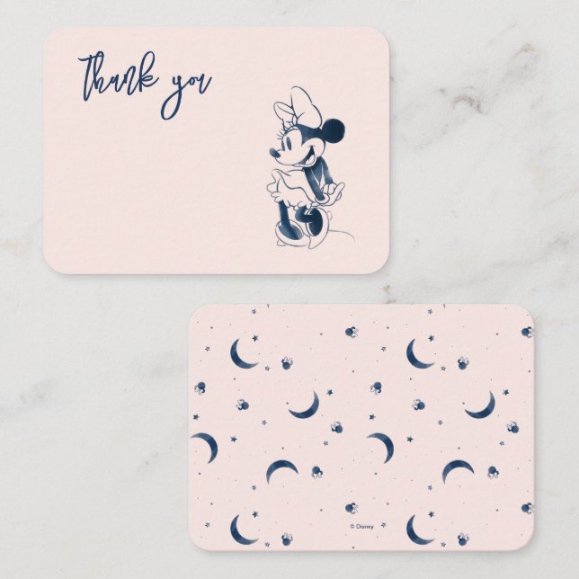 Minnie Mouse | Over the Moon - Girl Baby Shower Place Card (Front/Back)