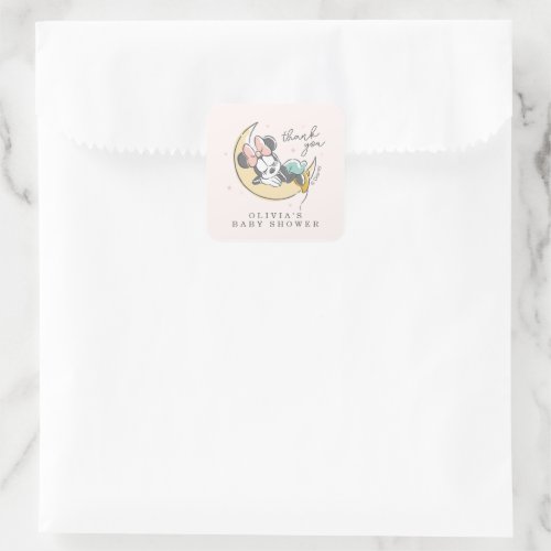 Minnie Mouse  Over the Moon _ Girl Baby Shower Square Sticker