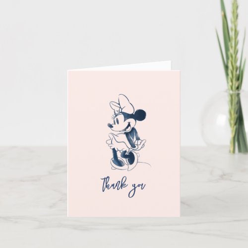 Minnie Mouse  Over the Moon _ Girl Baby Shower Thank You Card