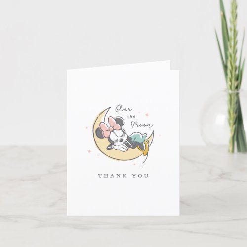 Minnie Mouse  Over the Moon _ Girl Baby Shower Thank You Card