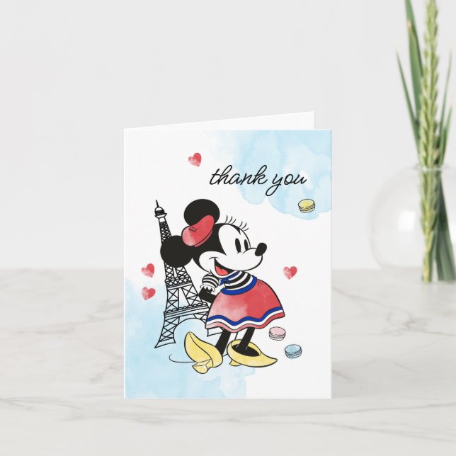 Minnie Mouse Paris Birthday Thank You Card (Front)