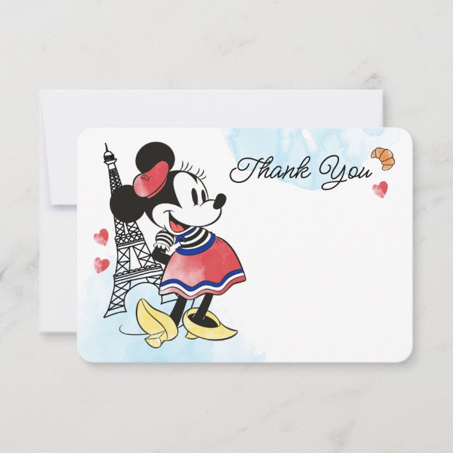 Minnie Mouse Paris Girl Baby Shower Thank You Card (Front)
