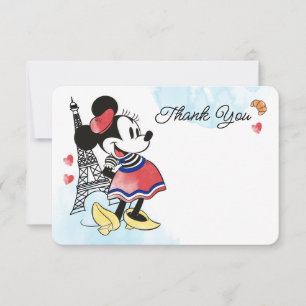 Minnie Mouse Paris Girl Baby Shower Thank You Card