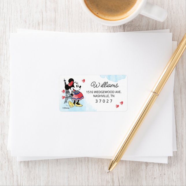 Minnie Mouse Paris Girl's Birthday Label (Insitu)