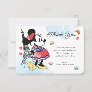 Minnie Mouse Paris Girl's Birthday Thank You