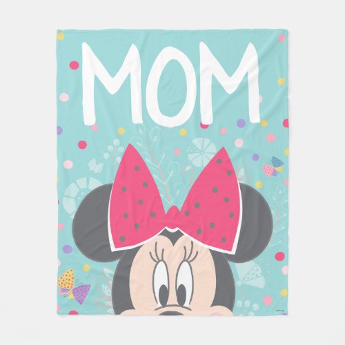 Minnie Mouse Peeking _ Happy Mothers Day Fleece Blanket