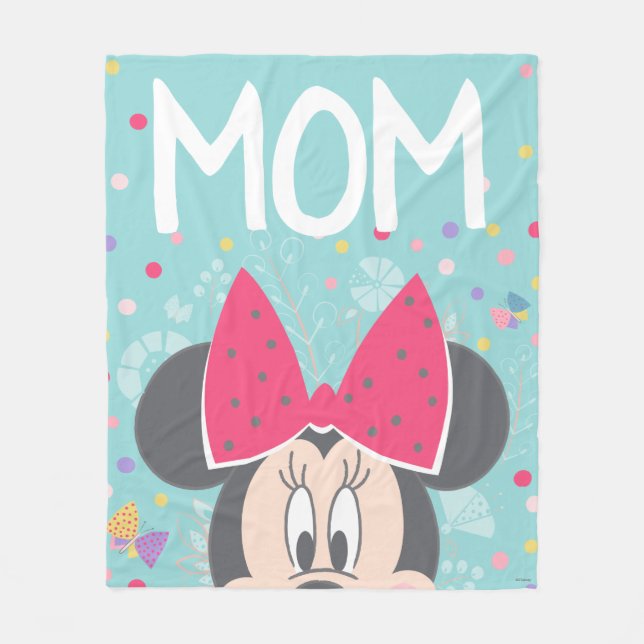 Minnie Mouse Peeking - Happy Mother's Day Fleece Blanket (Front)