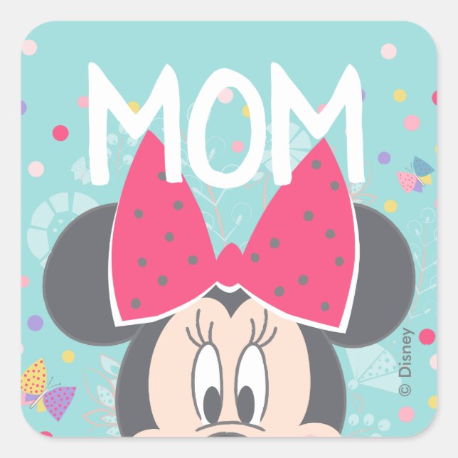 Minnie Mouse Peeking - Happy Mother's Day Square Sticker (Front)