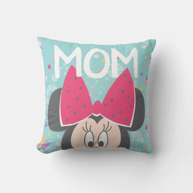 Minnie Mouse Peeking - Happy Mother's Day Throw Pillow (Front)