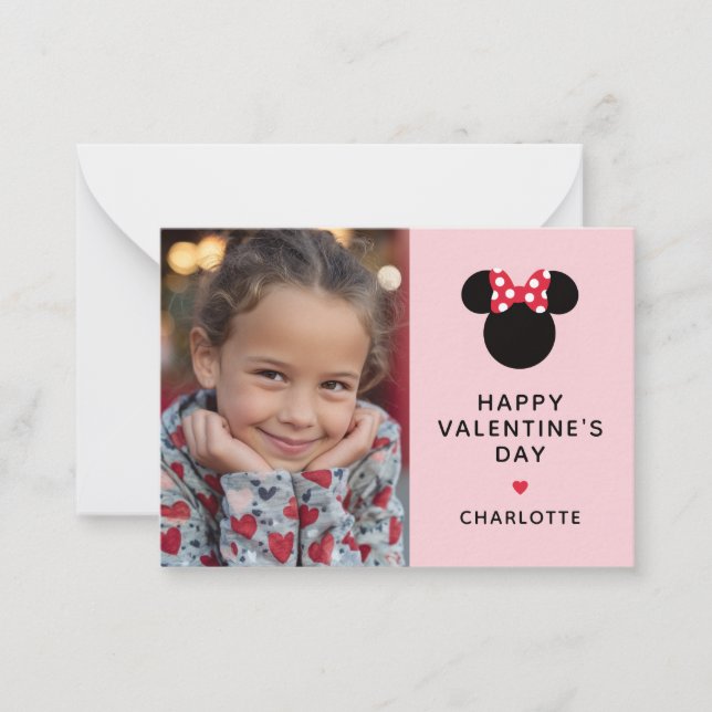 Minnie Mouse Photo Valentine Note Card (Front)