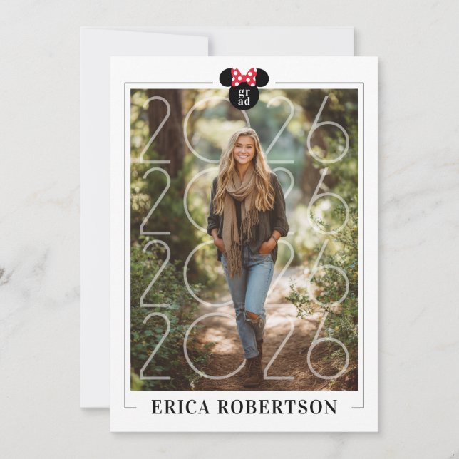Minnie Mouse PhotoPop Graduation Invitation (Front)