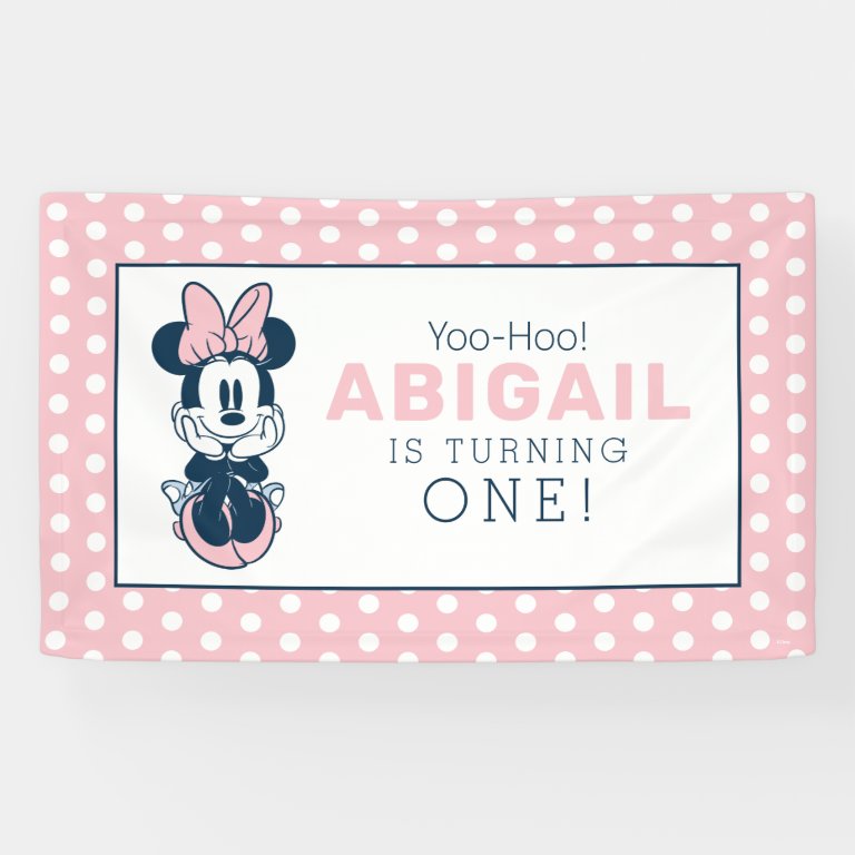 Minnie Mouse Pink &amp; Blue 1st Birthday Banner