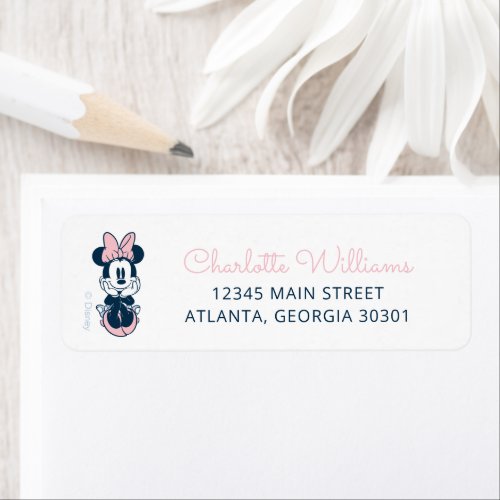 Minnie Mouse Pink  Blue 1st Birthday Label