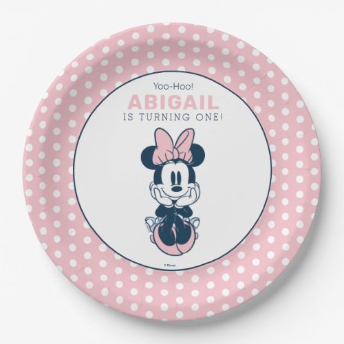 Minnie Mouse Pink  Blue 1st Birthday Paper Plates