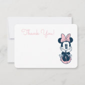 Minnie Mouse Pink & Blue 1st Birthday Thank You Invitation (Front)