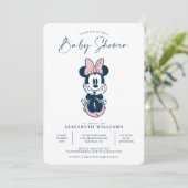 Minnie Mouse Pink & Blue Baby Shower Invitation (Standing Front)
