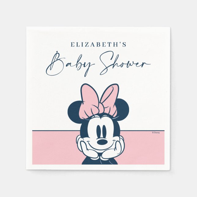 Minnie Mouse Pink & Blue Baby Shower Napkins (Front)