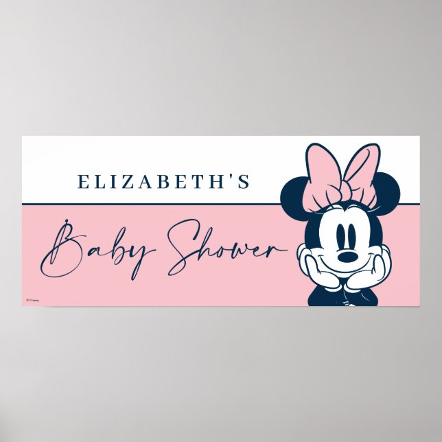 Minnie Mouse Pink & Blue Baby Shower Poster (Front)