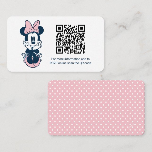 Minnie Mouse Pink & Blue Baby Shower Registry Enclosure Card (Front/Back)