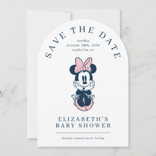 Minnie Mouse Pink & Blue Baby Shower Save The Date
