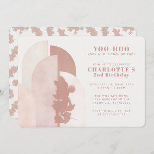  Minnie Mouse Pink Boho Birthday  Invitation