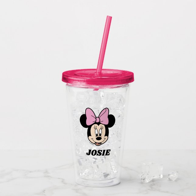 Minnie Mouse | Pink Bow - Add Your Name Acrylic Tumbler (Back Ice)
